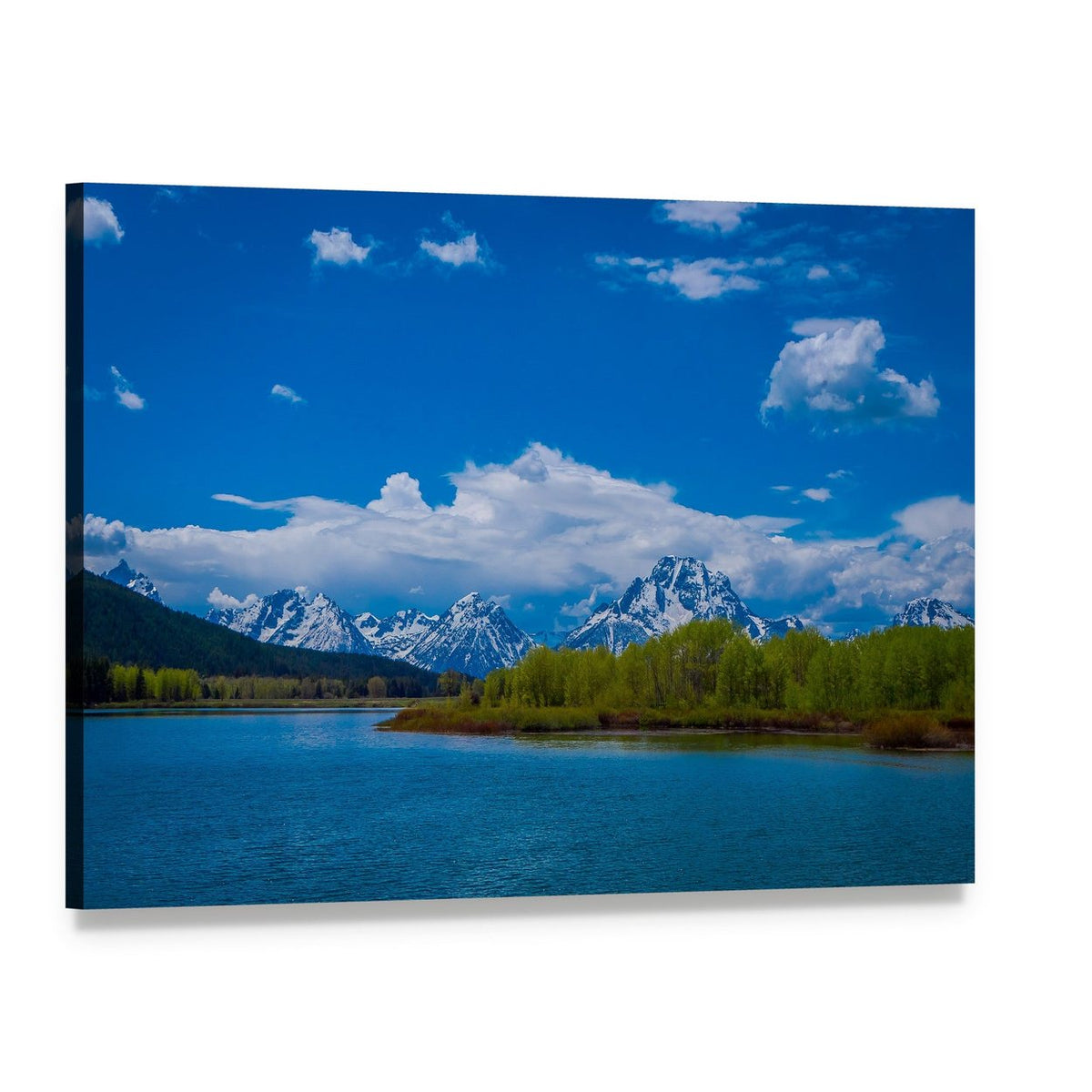 Yellowstone River, Wyoming Canvas Wall Art, single panel gallery wrapped canvas, angled product view