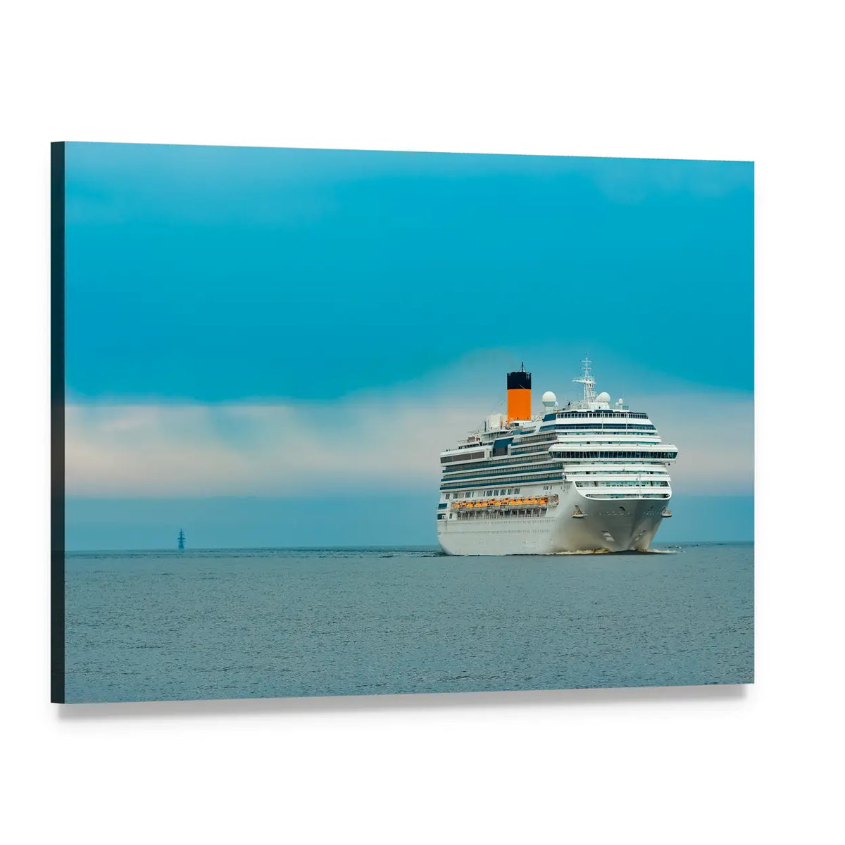 Large Royal Cruise Ship at Sea Canvas Wall Art, single panel gallery wrapped canvas, angled product view