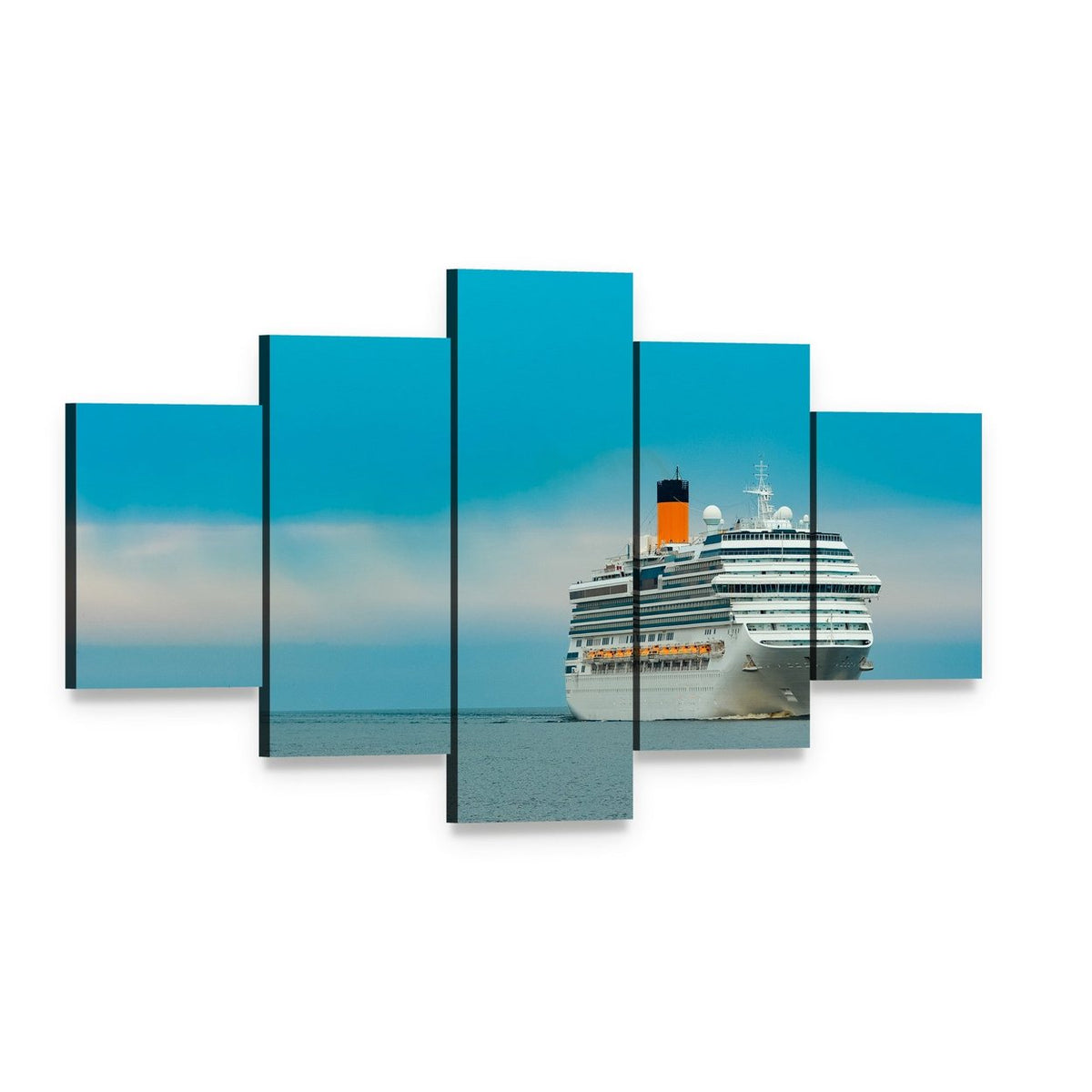 Royal Cruise Ship at Sea Canvas Wall Art, 5 panel 5 Star layout gallery wrapped canvas set, angled product view