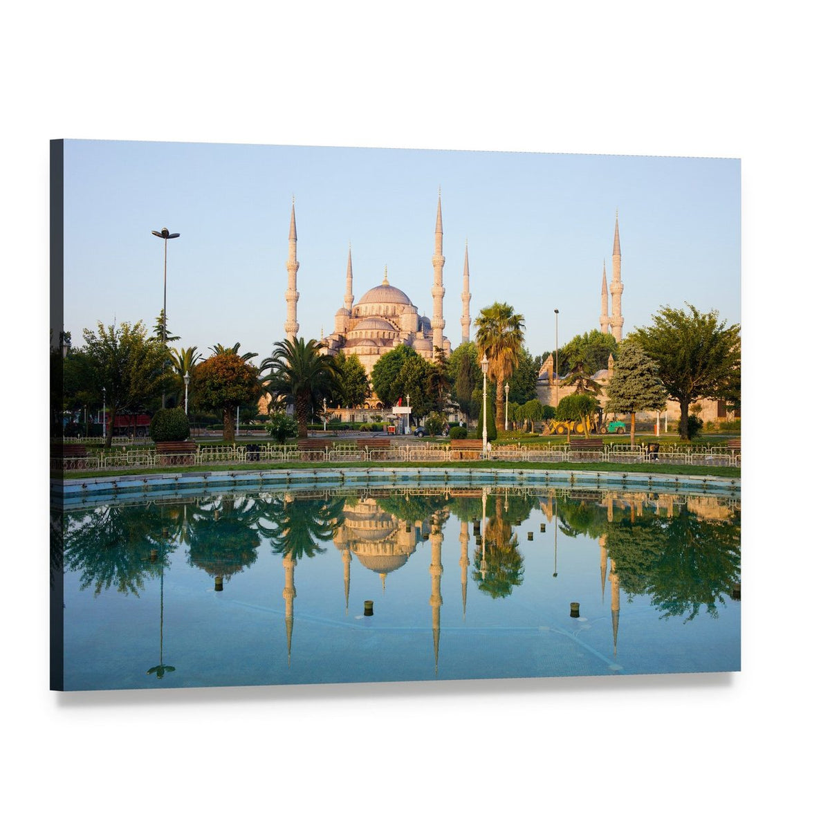 Sultan Ahmet Mosque Reflection in Istanbul Canvas Wall Art, single panel gallery wrapped canvas, angled product view