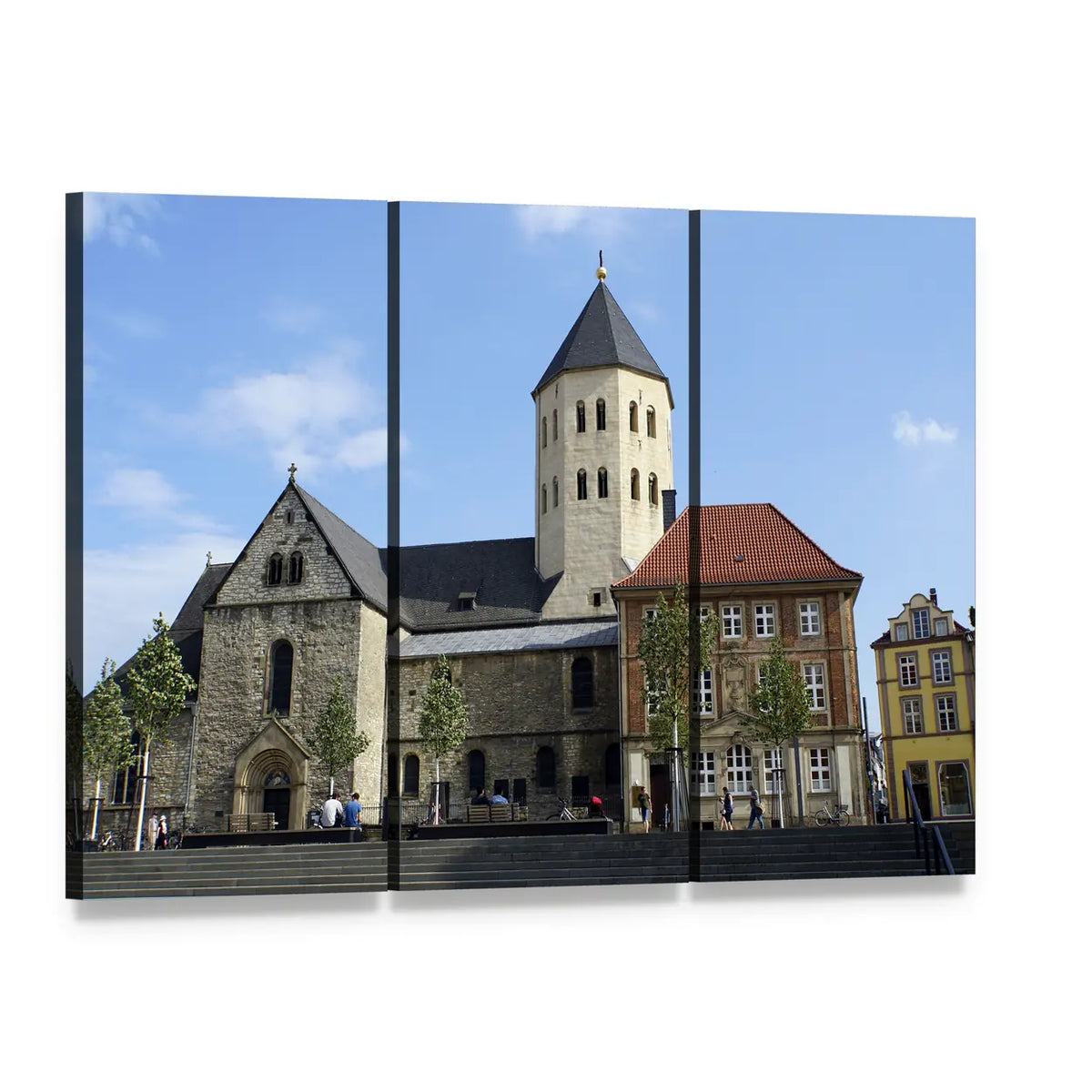 St Ulrich Church North Rhine Germany Canvas Wall Art, 3 panel 3 Horizontal layout gallery wrapped canvas set, angled product view