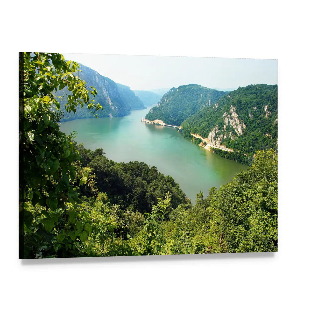 Danube Valley River View Canvas Wall Art, single panel gallery wrapped canvas, angled product view