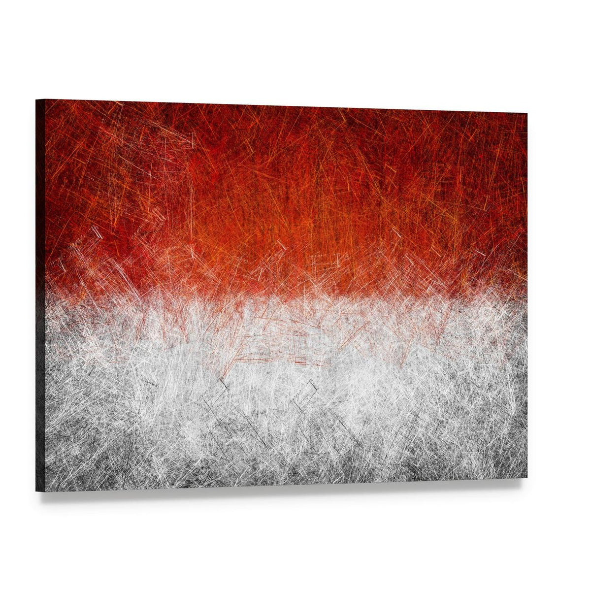 Grunge Red and White Flag Canvas Wall Art, single panel gallery wrapped canvas, angled product view