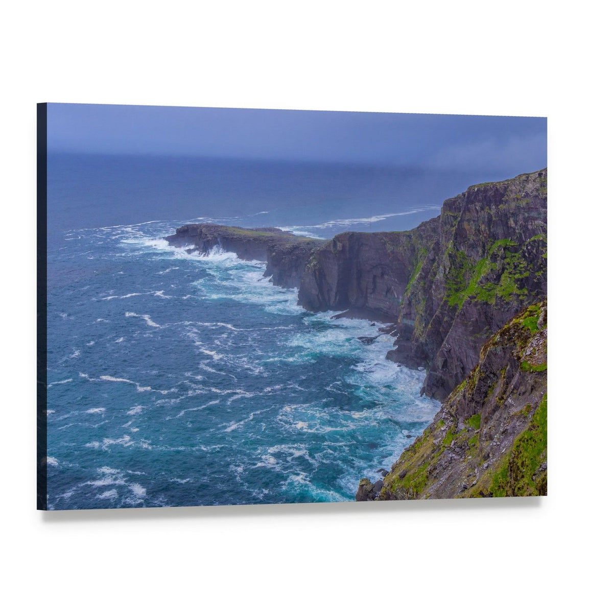 Fogher Cliffs with Foaming Waves Canvas Wall Art, single panel gallery wrapped canvas, angled product view