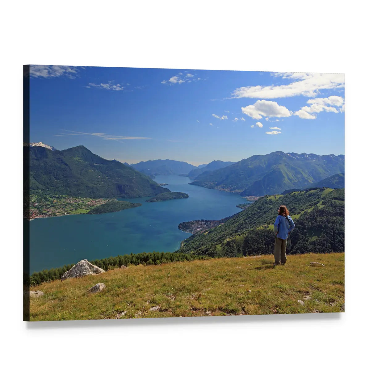 Como Lake Overlook Canvas Wall Art, single panel gallery wrapped canvas, angled product view