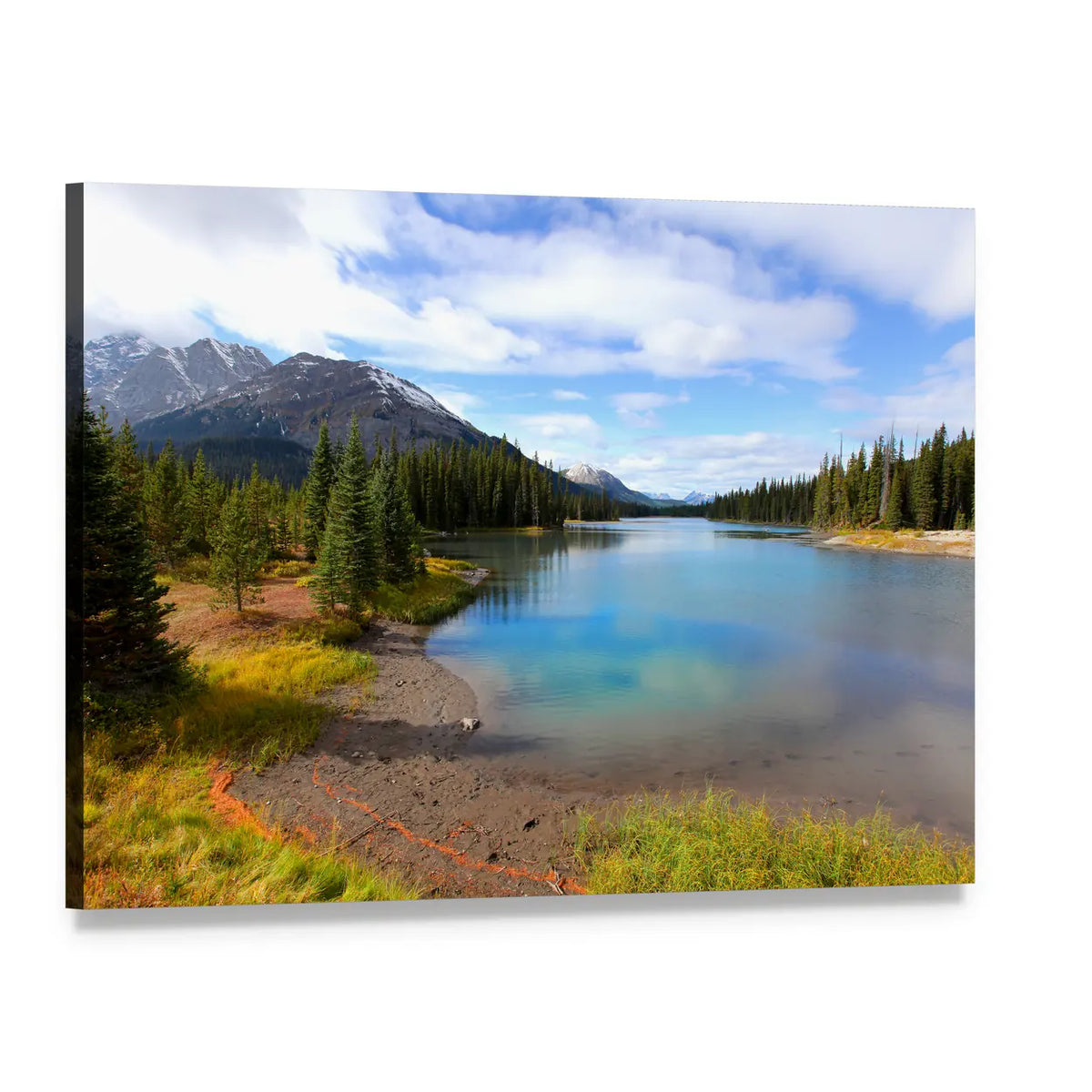 Porcupine Creek Lake View Canvas Wall Art, single panel gallery wrapped canvas, angled product view