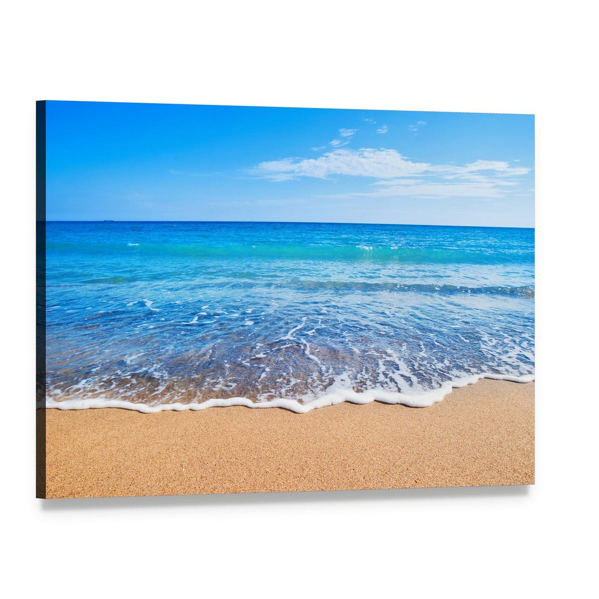 Beautiful Beach and Sea Canvas Wall Art, single panel gallery wrapped canvas, angled product view