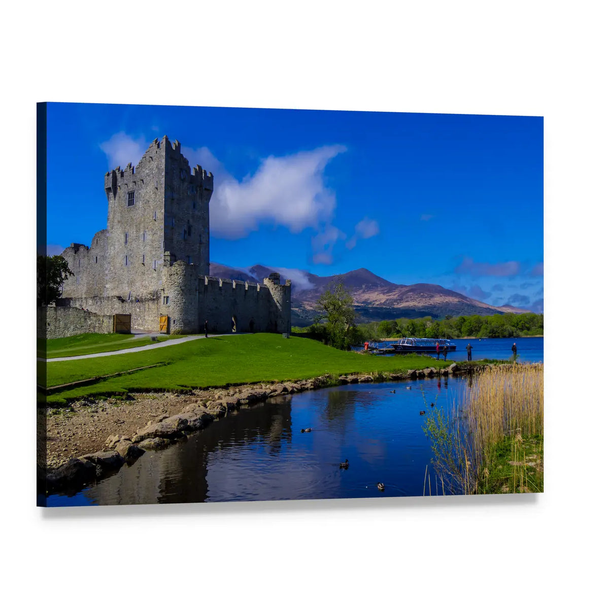 Ross Castle on a Sunny Summer Day Canvas Wall Art, single panel gallery wrapped canvas, angled product view