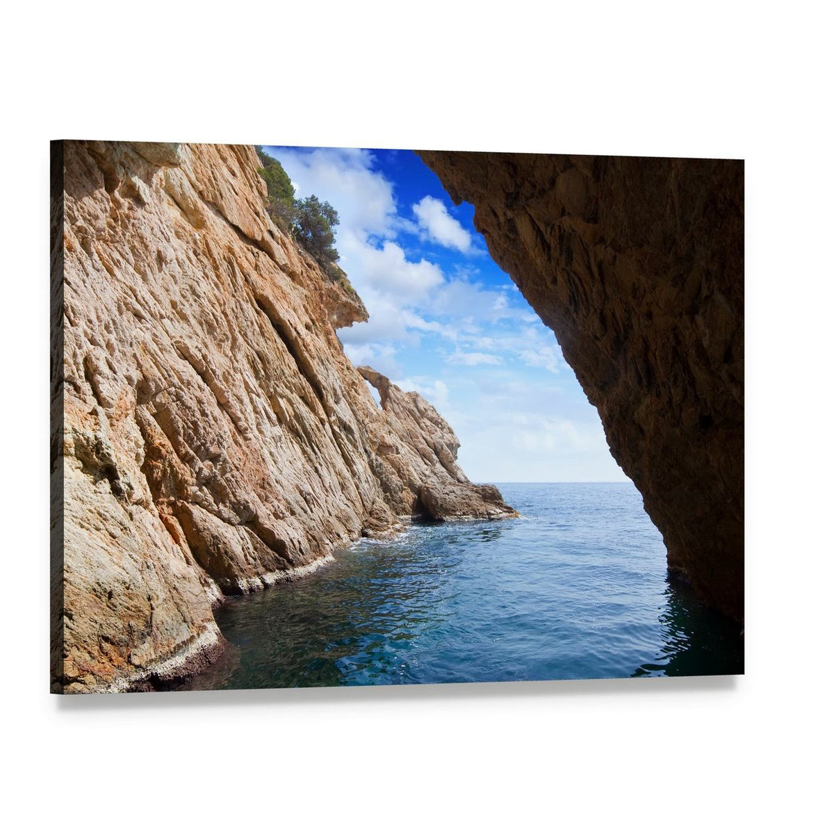 Grotto by Coastal Cliffs Canvas Wall Art, single panel gallery wrapped canvas, angled product view