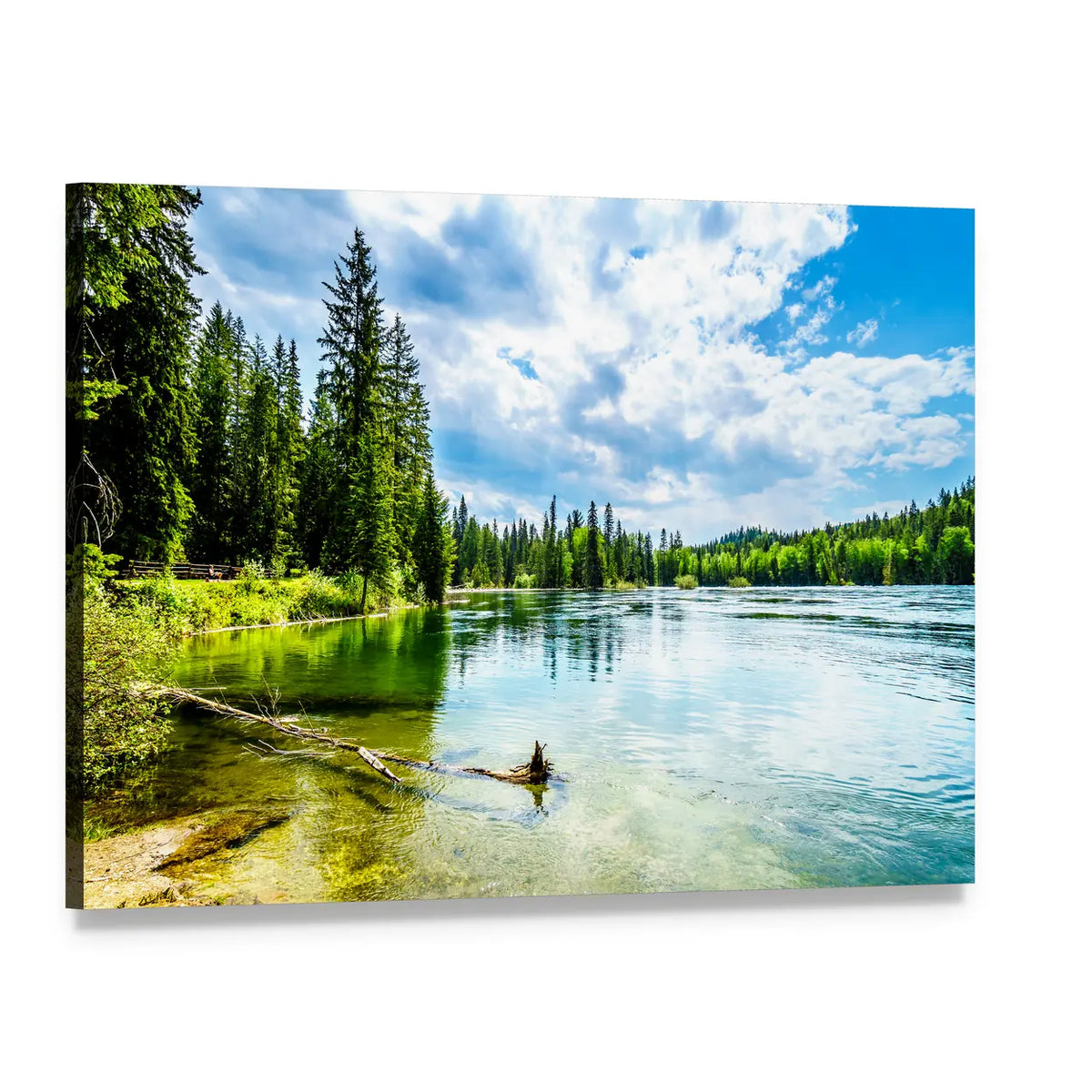 Clear Water Lake Canvas Wall Art, single panel gallery wrapped canvas, angled product view