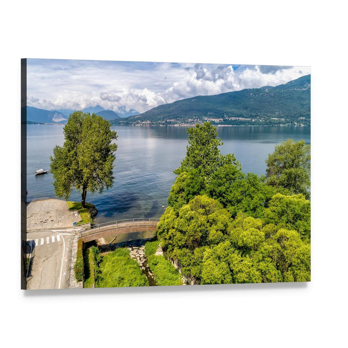 Lake Maggiore in Summer Canvas Wall Art, single panel gallery wrapped canvas, angled product view