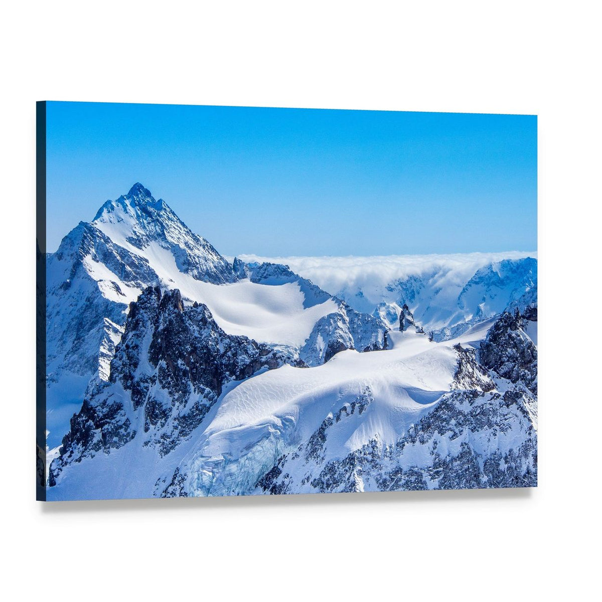 Mt Reissend Nollen Snowy Peaks Canvas Wall Art, single panel gallery wrapped canvas, angled product view