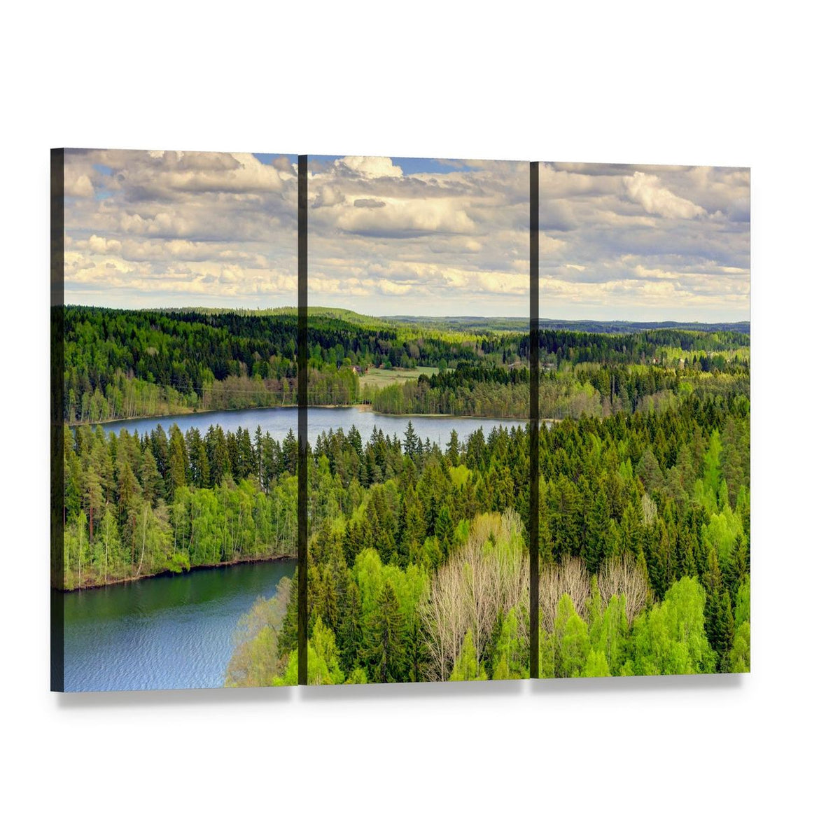 Aulanko Countryside, Finland Canvas Wall Art, 3 panel 3 Horizontal layout gallery wrapped canvas set, angled product view