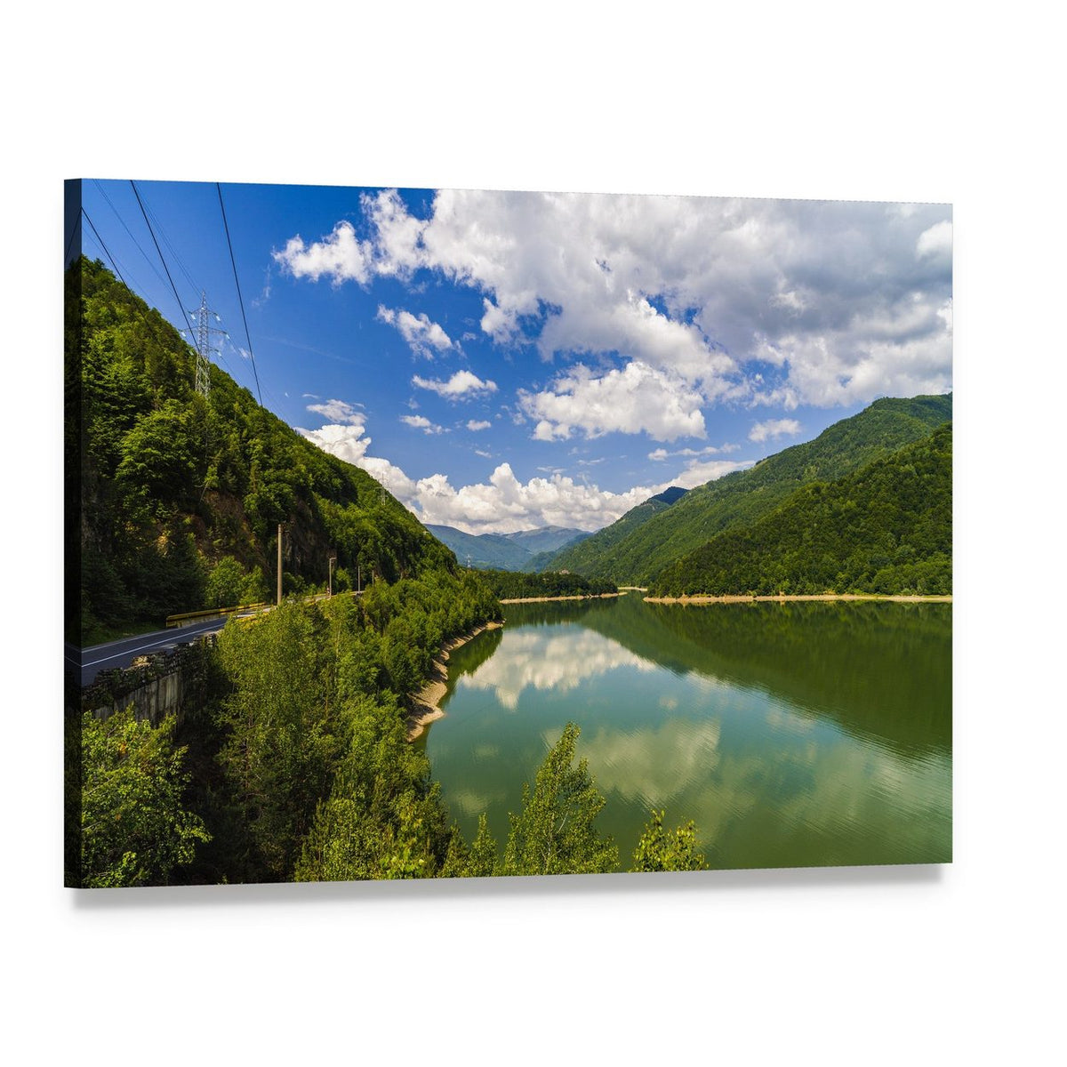 Olt River in Romania Canvas Wall Art, single panel gallery wrapped canvas, angled product view