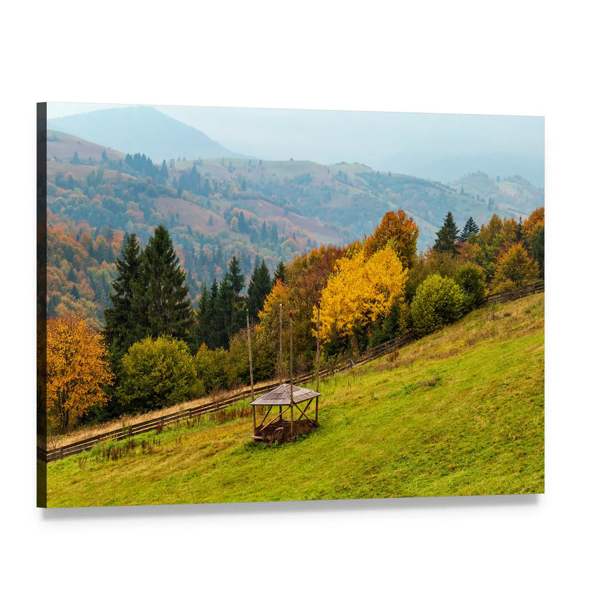 Carpathian Mountains in Autumn, Ukraine Canvas Wall Art, single panel gallery wrapped canvas, angled product view