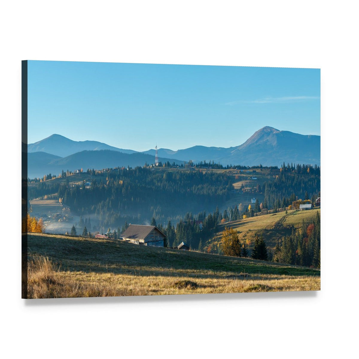 Morning in the Carpathian Mountains Canvas Wall Art, single panel gallery wrapped canvas, angled product view