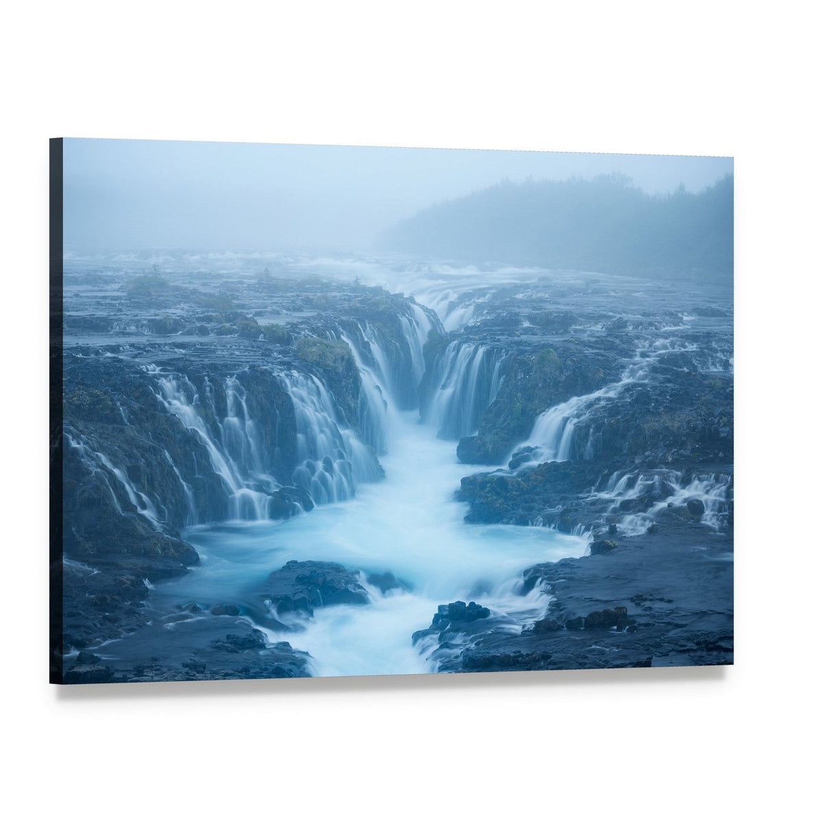 Bruarfoss Waterfall Canvas Wall Art, single panel gallery wrapped canvas, angled product view