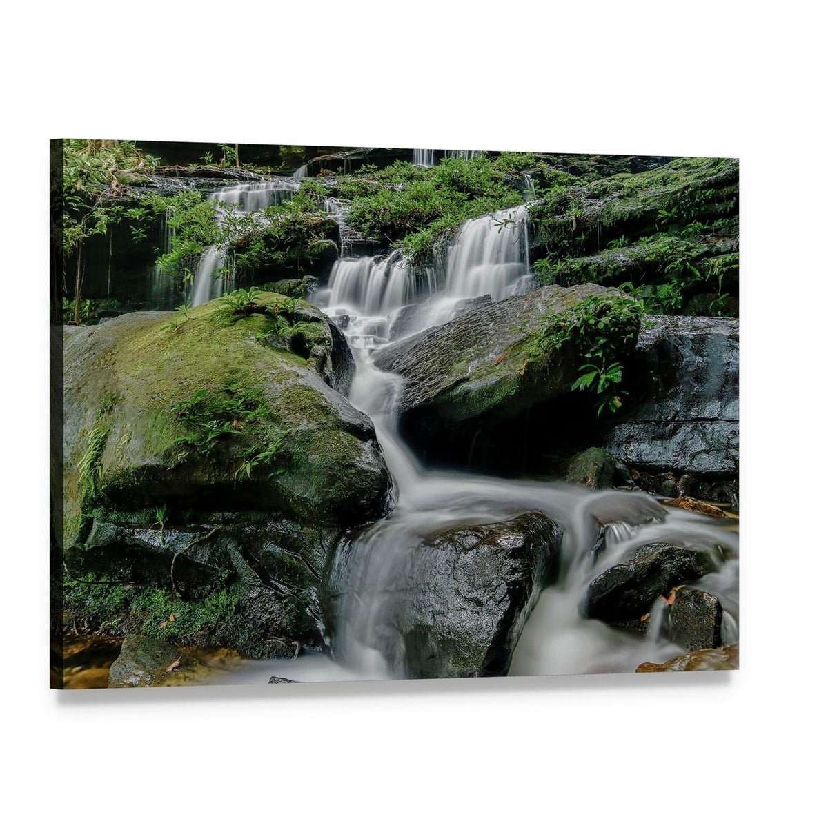 Sarai Berunyau Waterfall Canvas Wall Art, single panel gallery wrapped canvas, angled product view