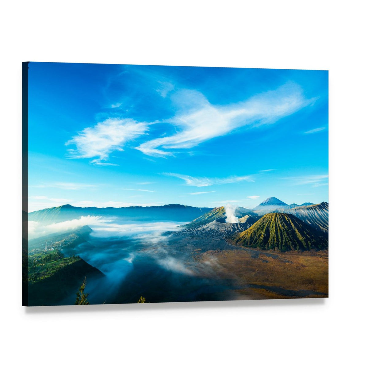 Mount Bromo Volcano in Mist Canvas Wall Art, single panel gallery wrapped canvas, angled product view