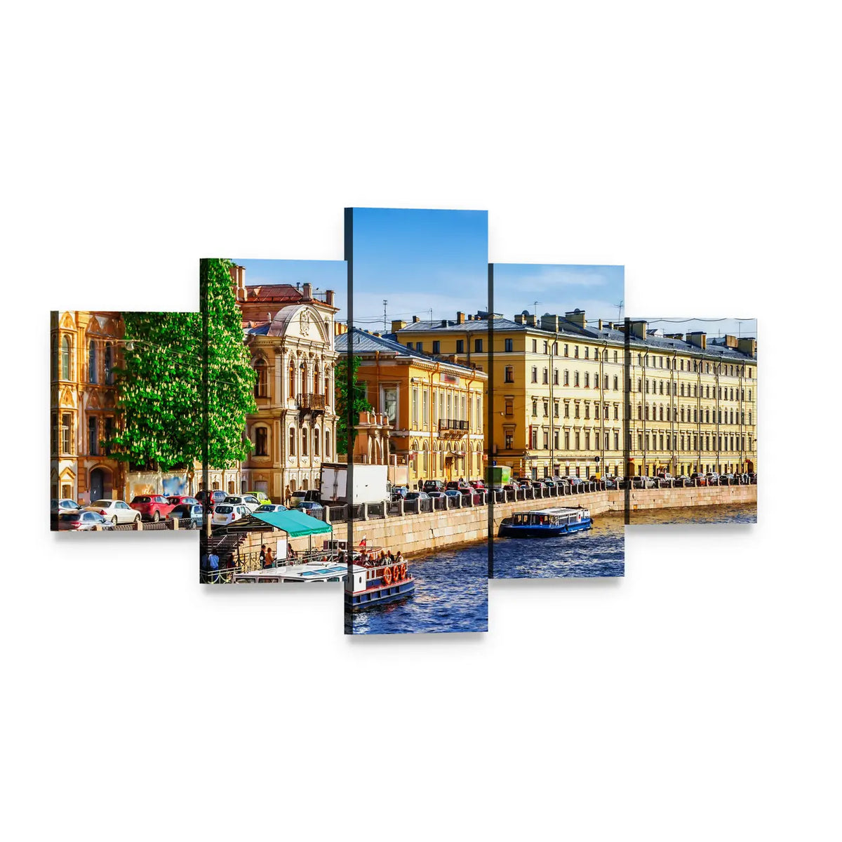 Fontanka Canal, Saint Petersburg Canvas Wall Art, 5 panel 5 Star layout gallery wrapped canvas set, angled product view