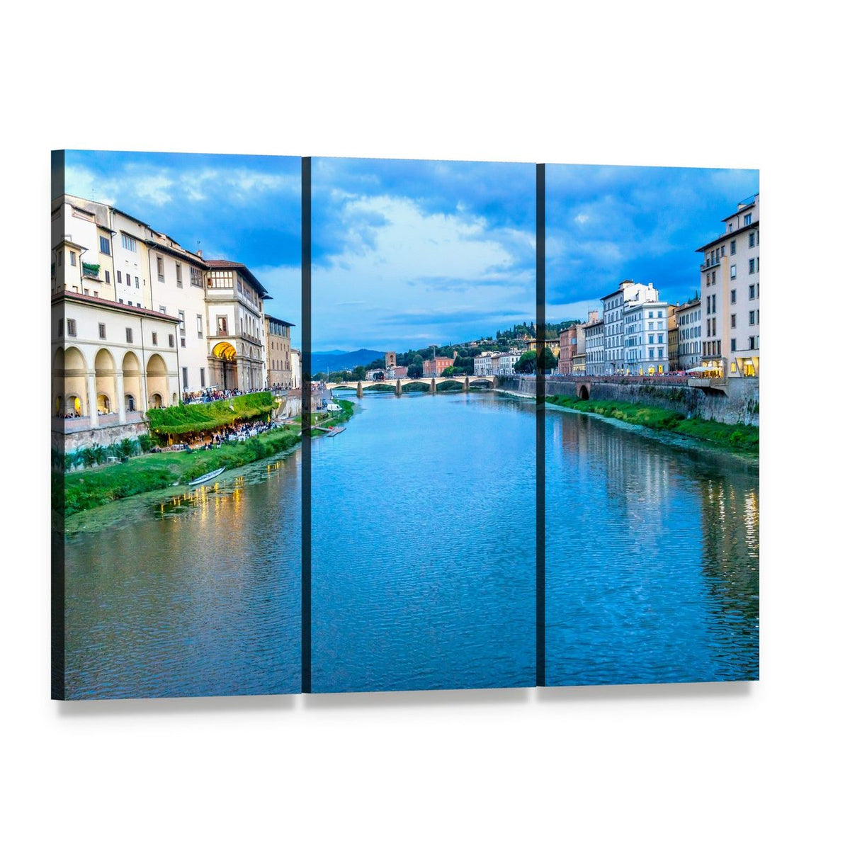 Ponte Alle Grazie Canvas Wall Art, 3 panel 3 Horizontal layout gallery wrapped canvas set, angled product view