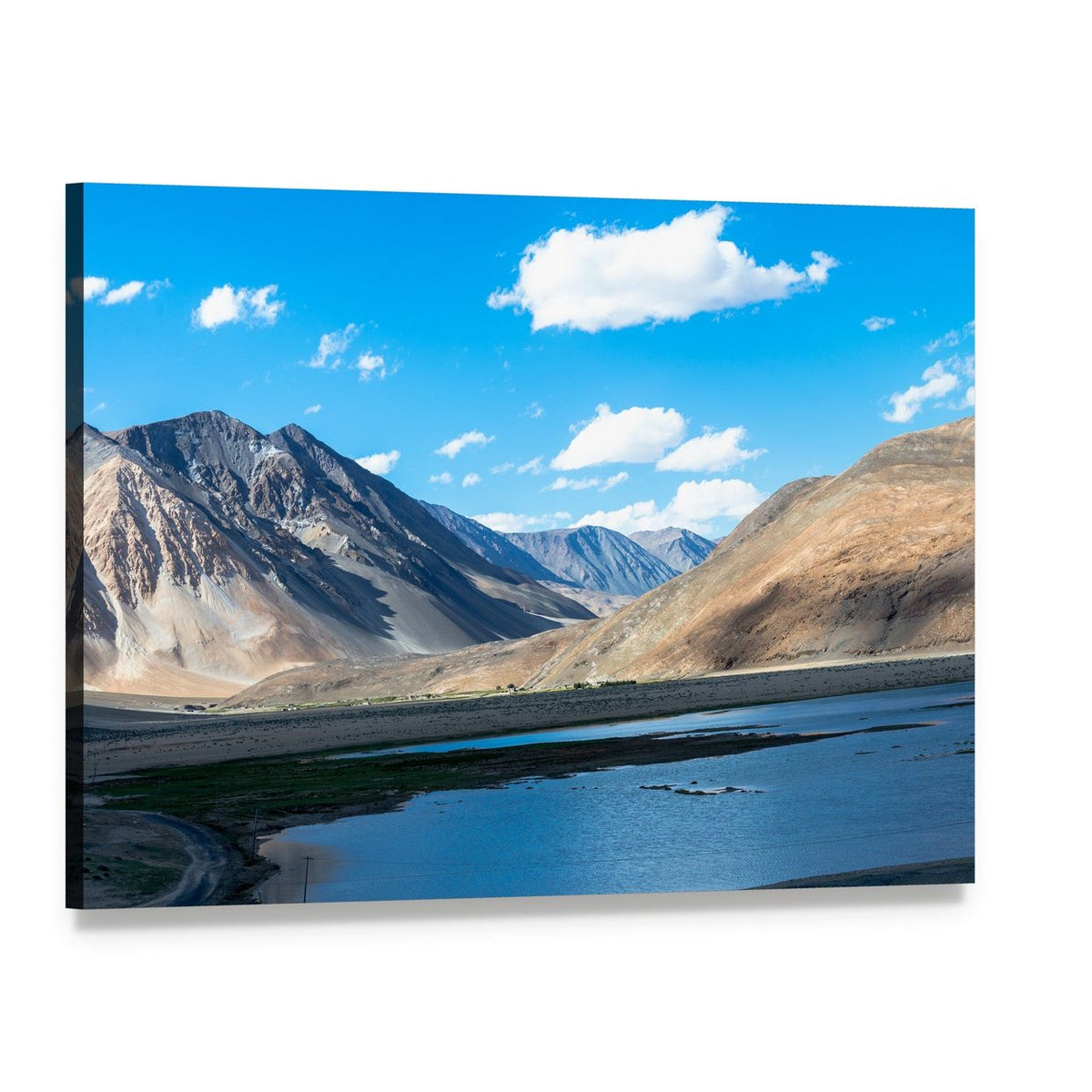 Mountain Lake in Ladakh, India Canvas Wall Art, single panel gallery wrapped canvas, angled product view