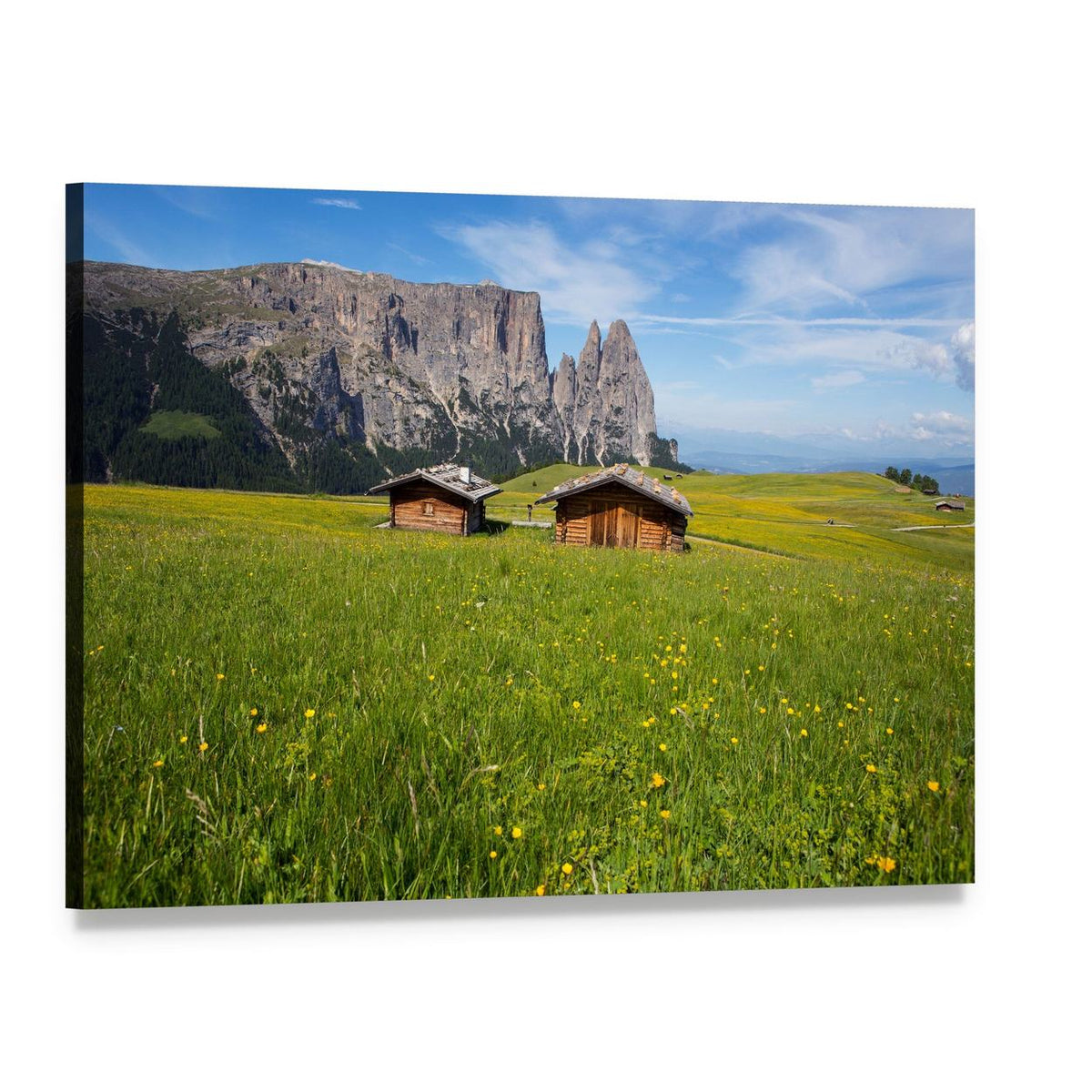 Sciliar Mountain Massif with Santner Peak Canvas Wall Art, single panel gallery wrapped canvas, angled product view
