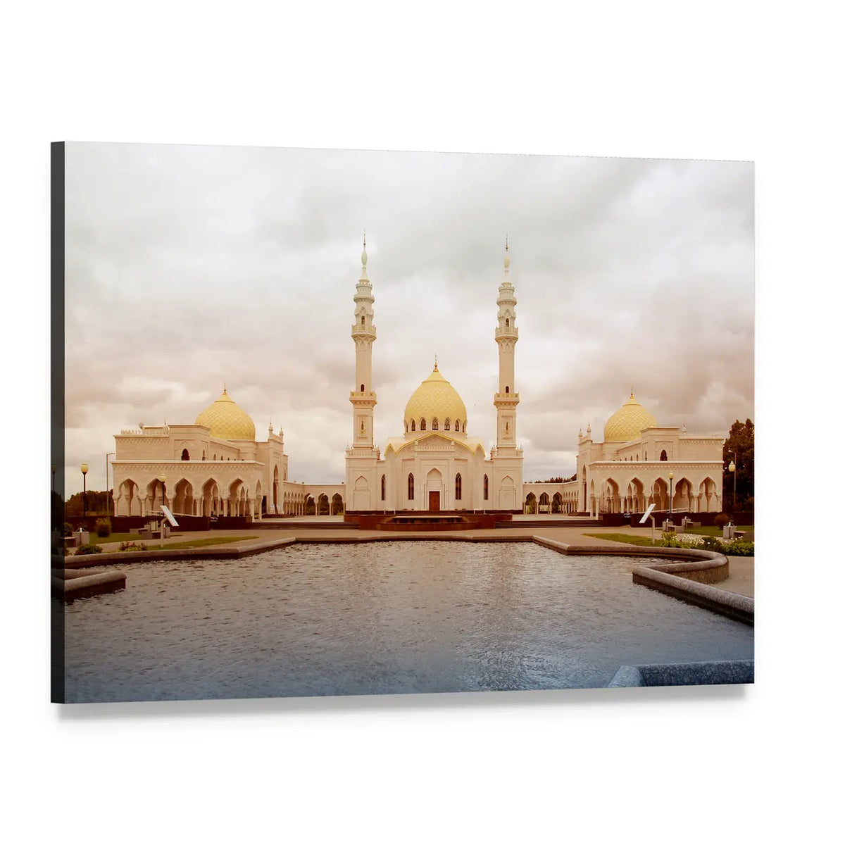 White Mosque in Tatarstan Canvas Wall Art, single panel gallery wrapped canvas, angled product view
