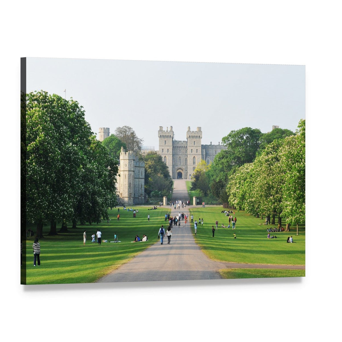 Windsor Park Castle and Path Canvas Wall Art, single panel gallery wrapped canvas, angled product view