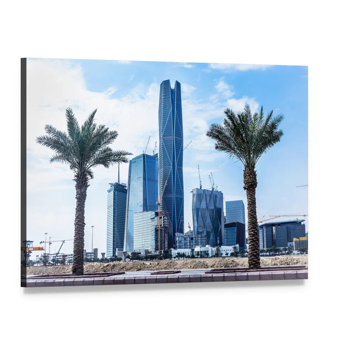 King Abdullah Financial District Riyadh Canvas Wall Art, single panel gallery wrapped canvas, angled product view