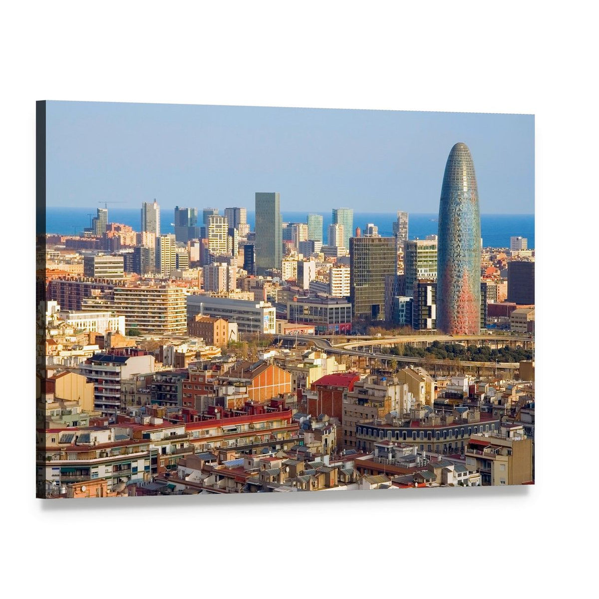 Agbar Tower in Daytime Cityscape Canvas Wall Art, single panel gallery wrapped canvas, angled product view