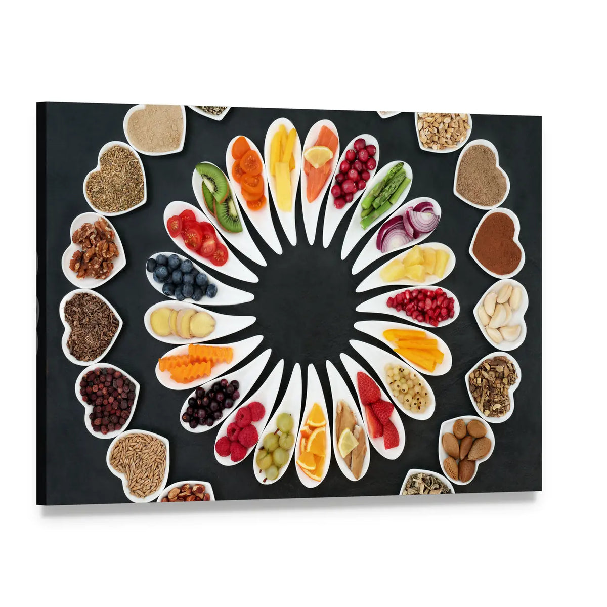 Food For A Healthy Heart Canvas Wall Art, single panel gallery wrapped canvas, angled product view