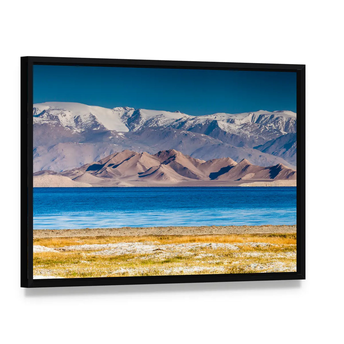 Karakul Lake In Pamir In Tajikistan Canvas Wall Art, framed canvas in a black floater frame, angled product view