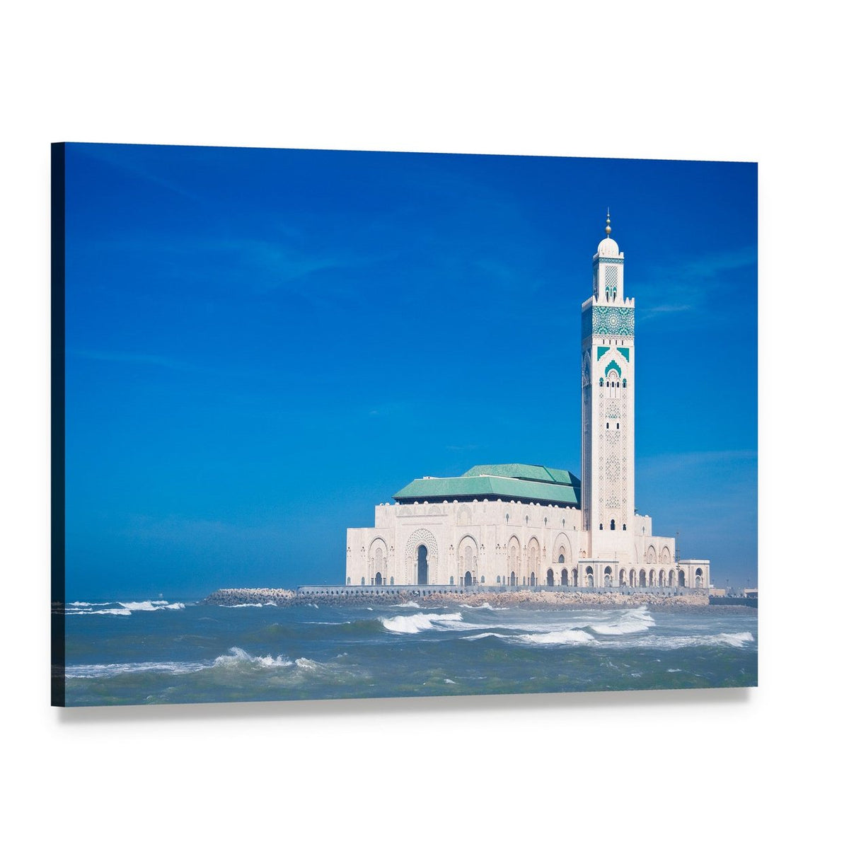 Hassan Ii Mosque, Casablanca Canvas Wall Art, single panel gallery wrapped canvas, angled product view