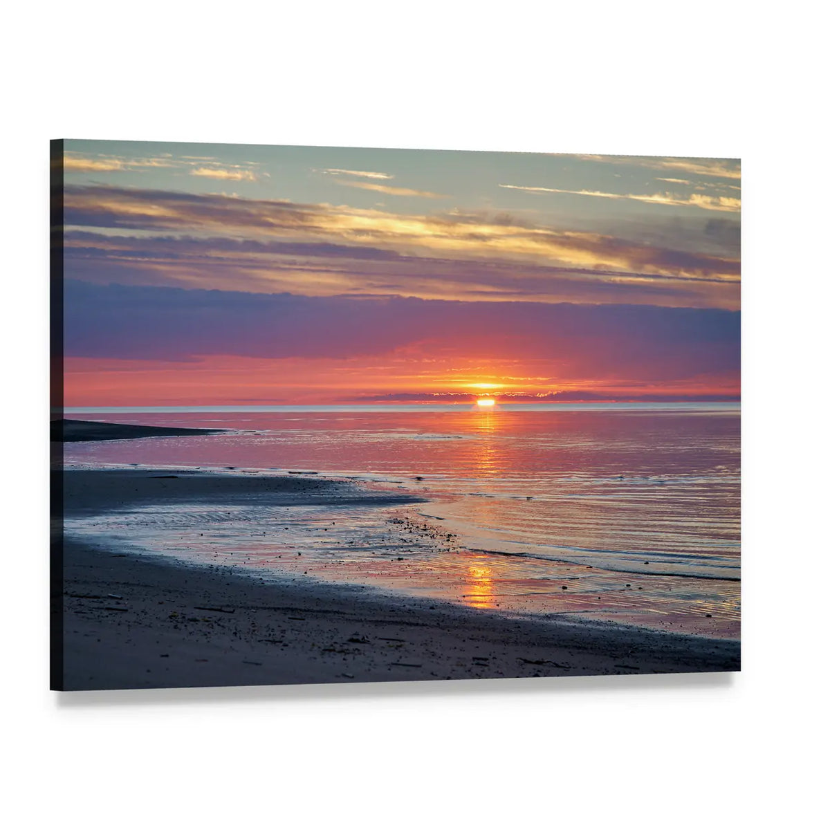 Sunset Over the White Sea Canvas Wall Art, single panel gallery wrapped canvas, angled product view