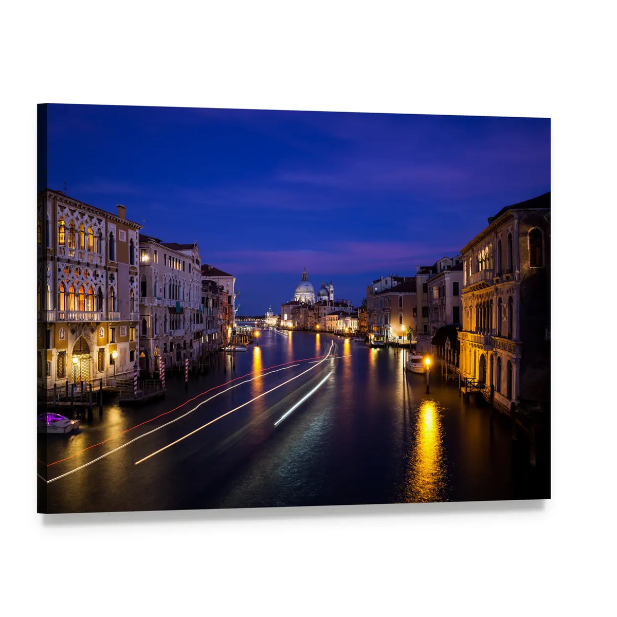 Grand Canal at Night Canvas Wall Art, single panel gallery wrapped canvas, angled product view