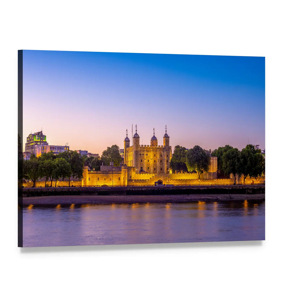 Tower of London at Night Canvas Wall Art, single panel gallery wrapped canvas, angled product view