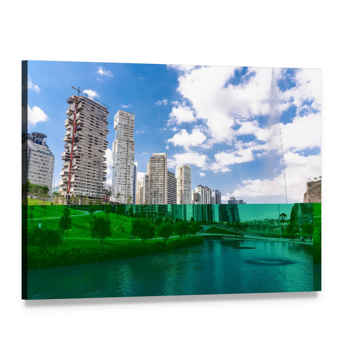 La Mexicana Park Cityscape Canvas Wall Art, single panel gallery wrapped canvas, angled product view