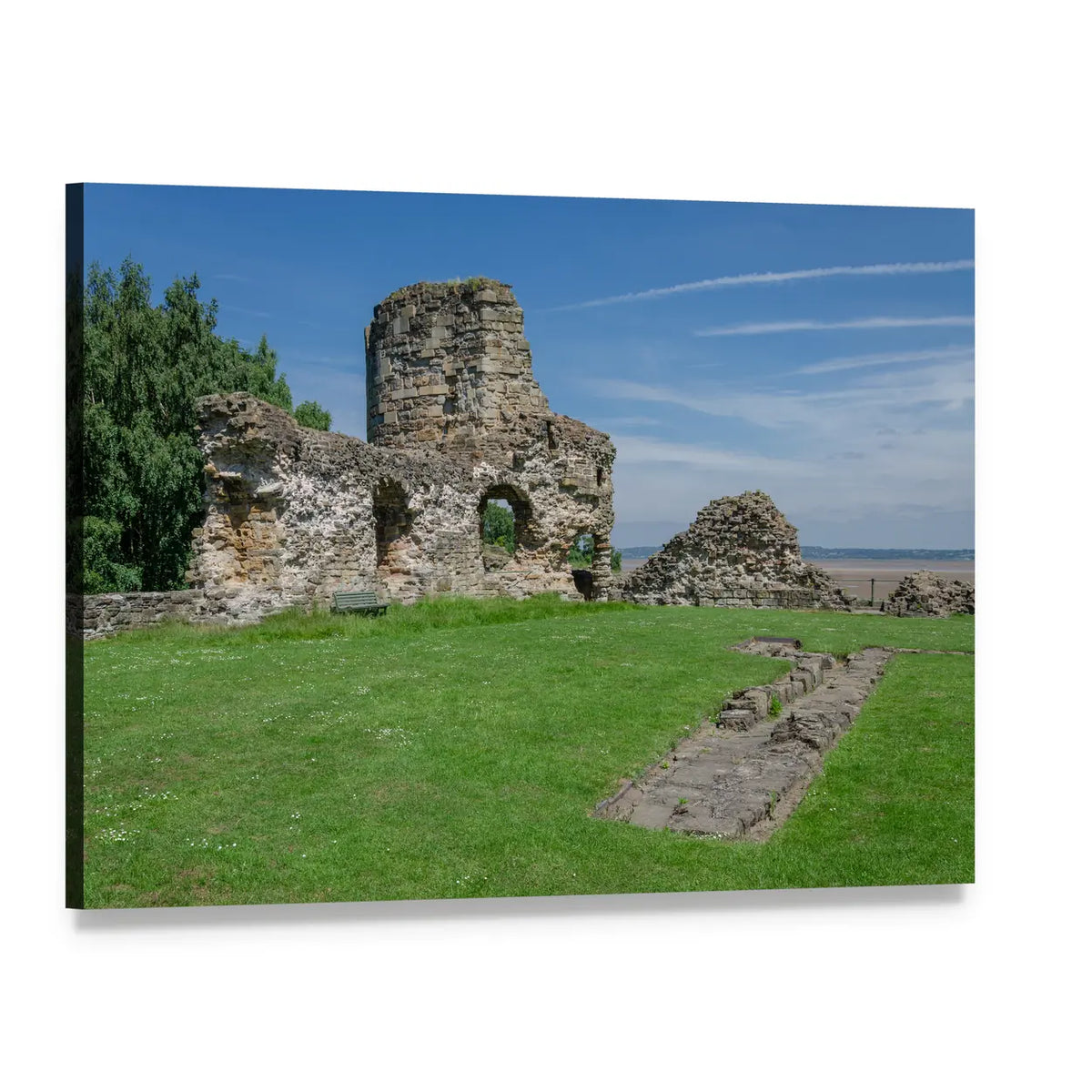 Ruins of Flint Castle Canvas Wall Art, single panel gallery wrapped canvas, angled product view