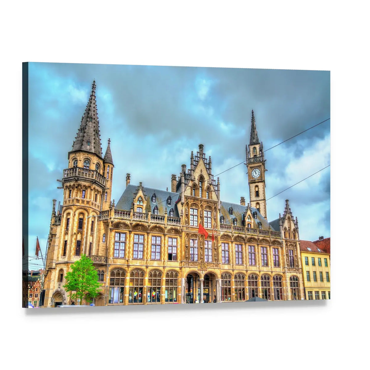 Old Post Office in Ghent Canvas Wall Art, single panel gallery wrapped canvas, angled product view