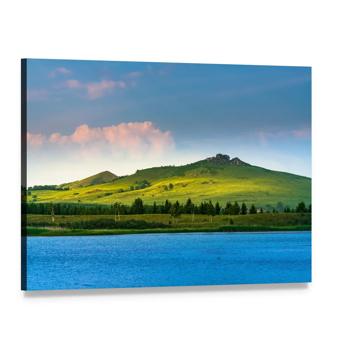 Hongsong Lake Scenery Canvas Wall Art, single panel gallery wrapped canvas, angled product view