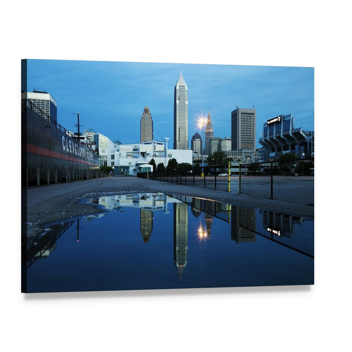 Steamship William G Mather at Dusk Canvas Wall Art, single panel gallery wrapped canvas, angled product view