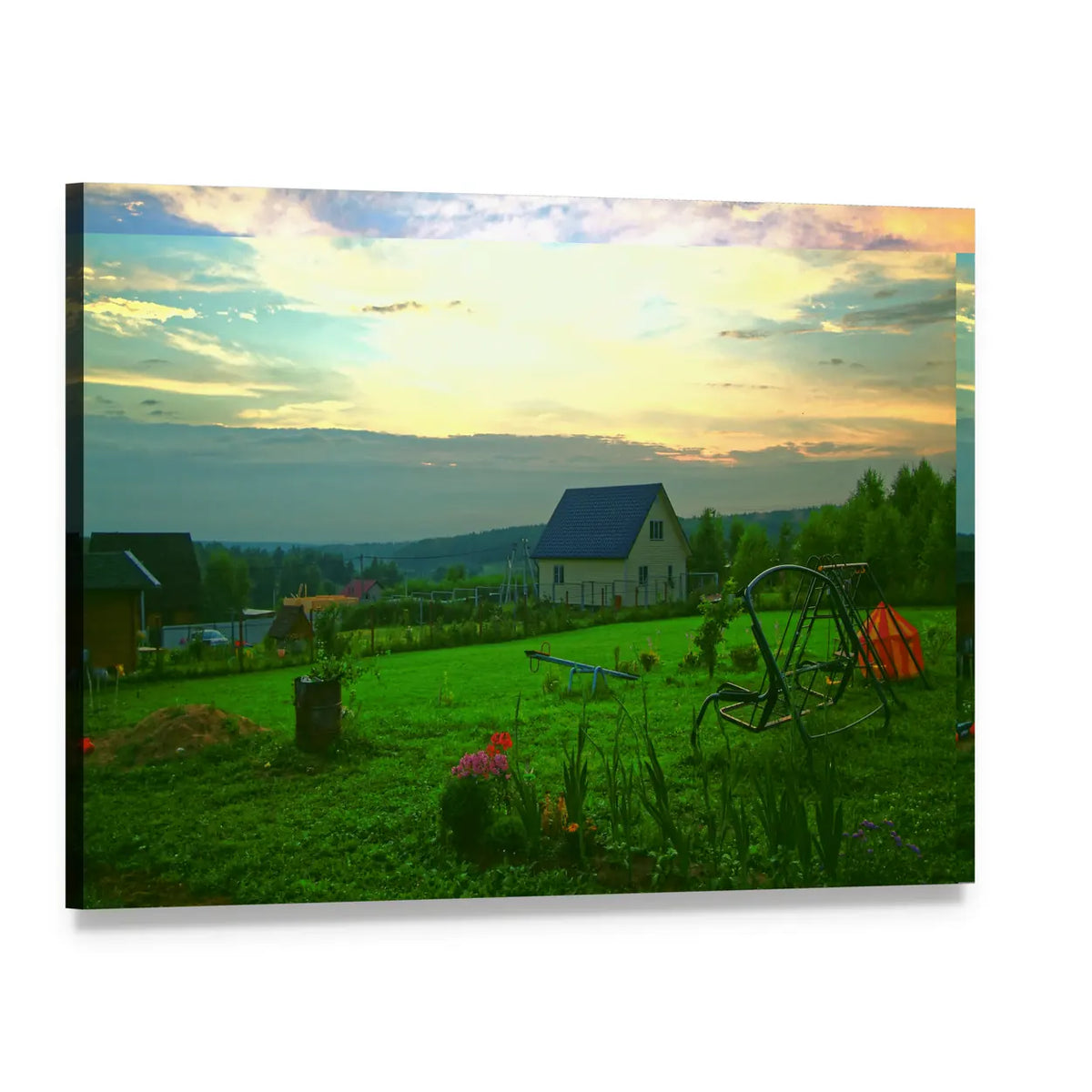 Summer Sunset at a Russian House Canvas Wall Art, single panel gallery wrapped canvas, angled product view