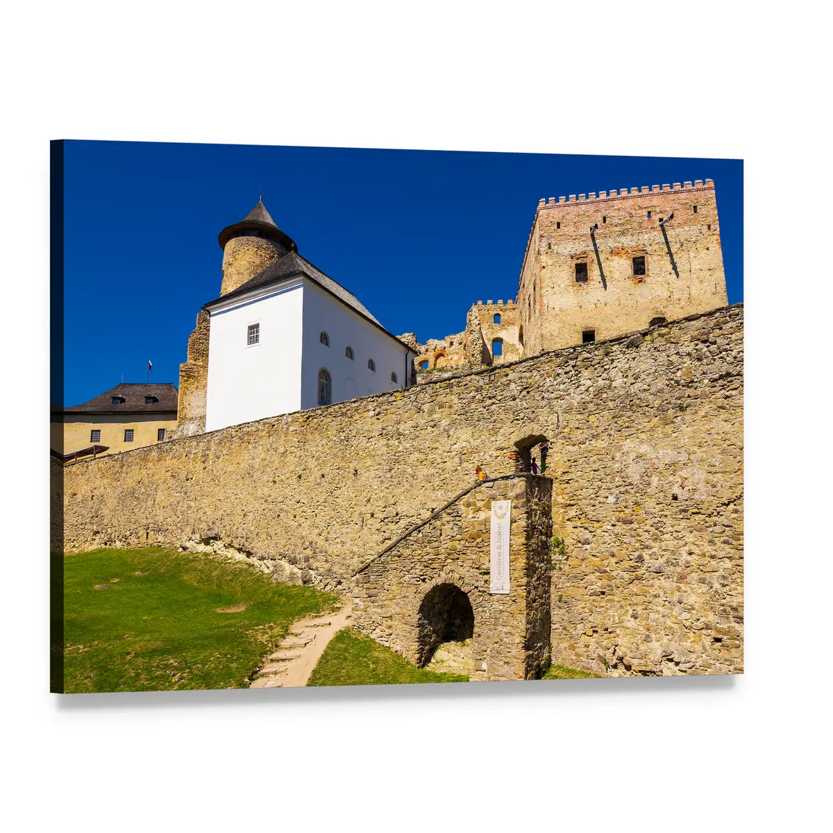 Stone Walls of Stara Lubovna Castle Canvas Wall Art, single panel gallery wrapped canvas, angled product view