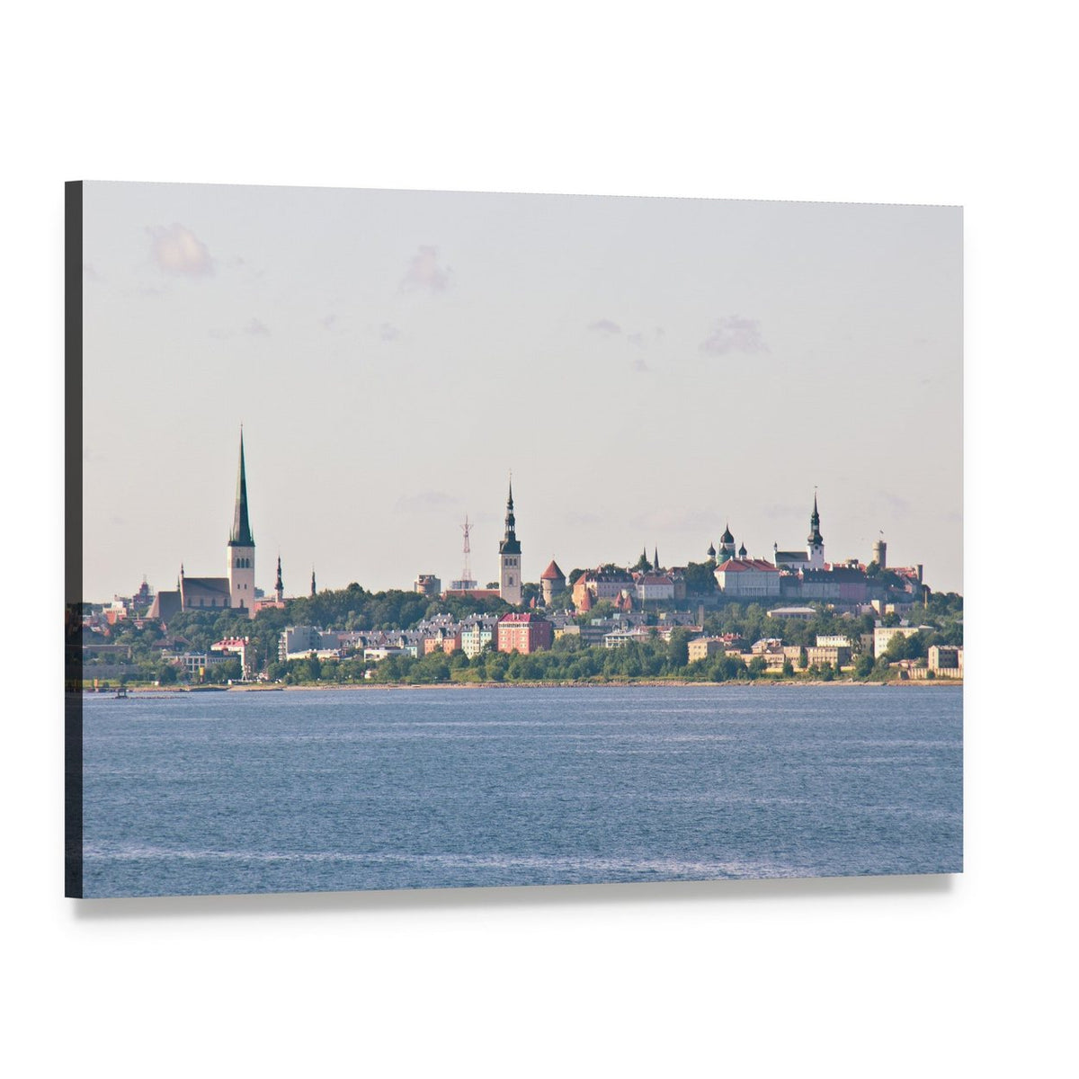 Tallinn Cityscape from the Sea Canvas Wall Art, single panel gallery wrapped canvas, angled product view