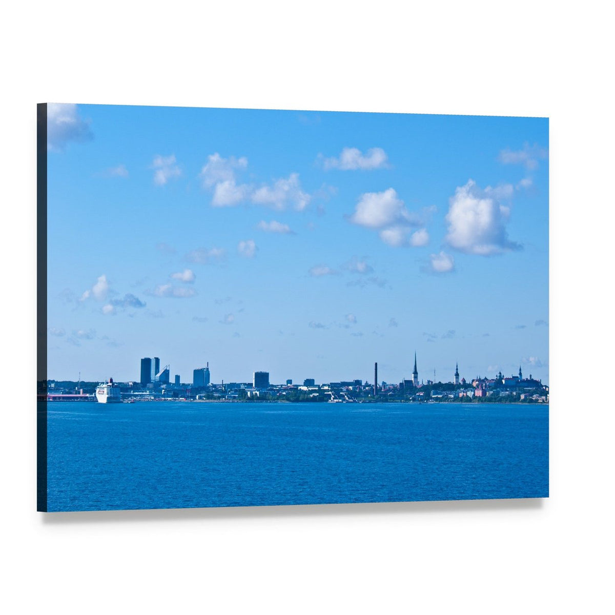 Tallinn from the Sea Canvas Wall Art, single panel gallery wrapped canvas, angled product view