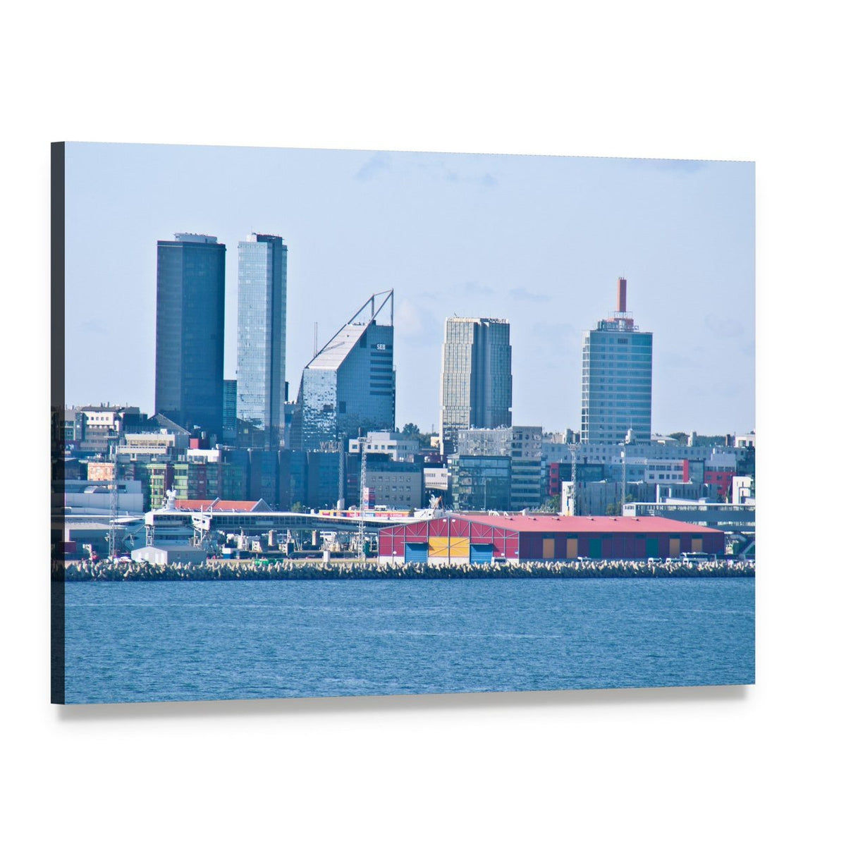Tallinn Cityscape Canvas Wall Art, single panel gallery wrapped canvas, angled product view