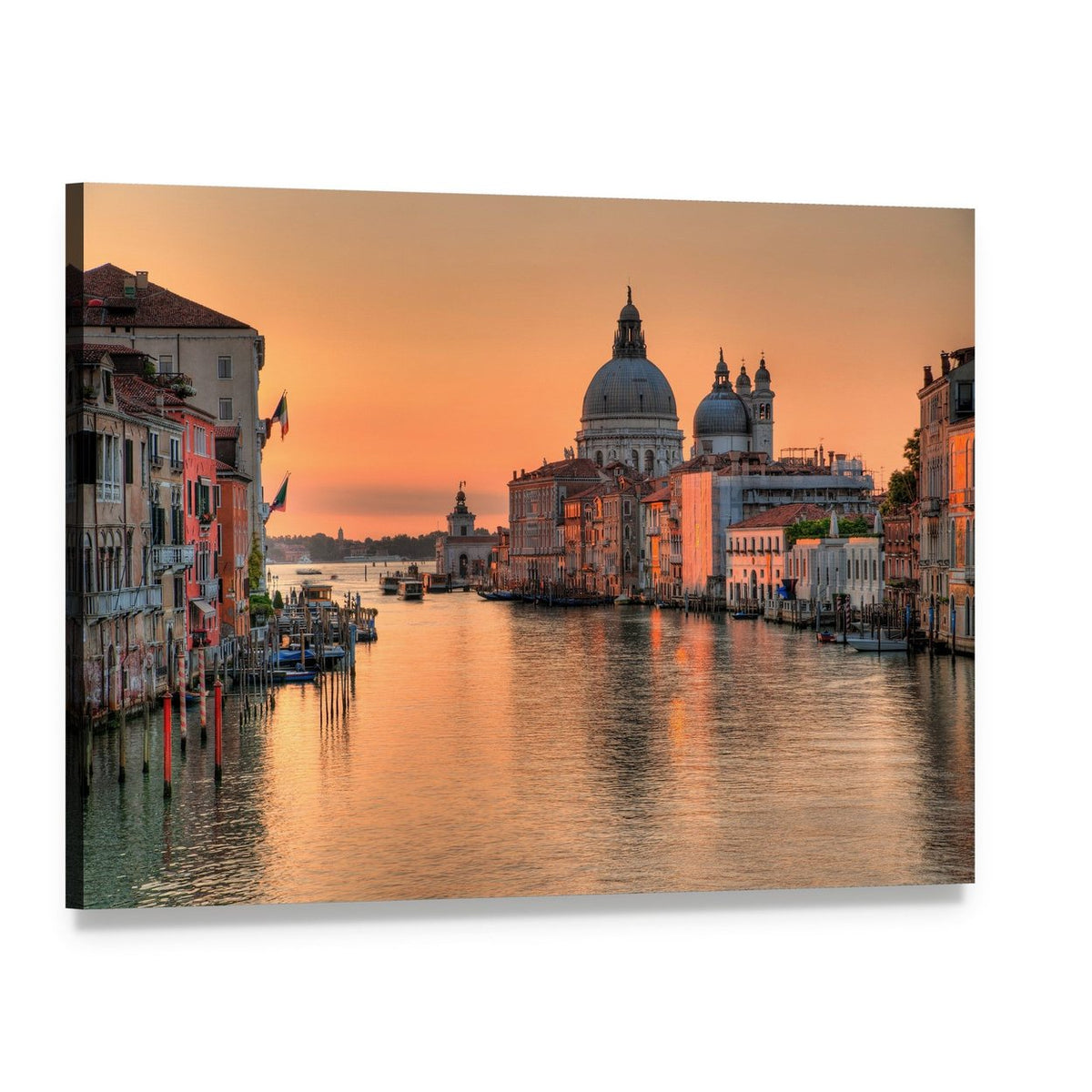 Grand Canal at Sunset in Venice Canvas Wall Art, single panel gallery wrapped canvas, angled product view