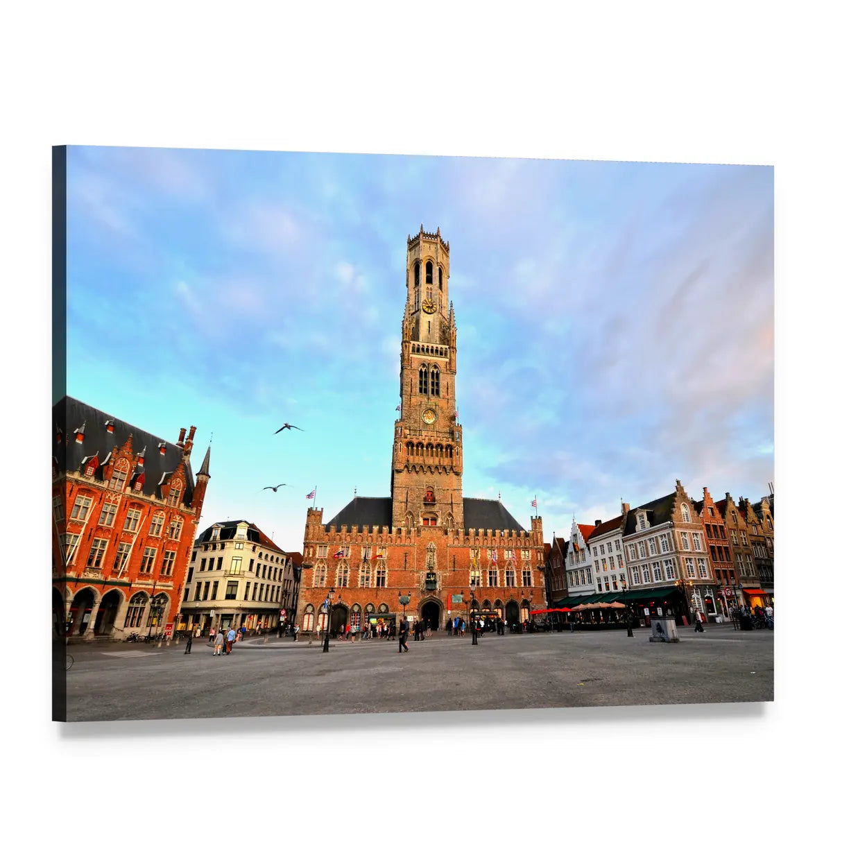 Belfry of Bruges Canvas Wall Art, single panel gallery wrapped canvas, angled product view