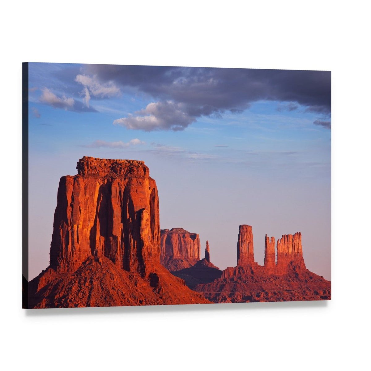 Monument Valley Sunset Canvas Wall Art, single panel gallery wrapped canvas, angled product view